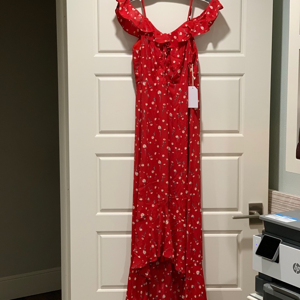 High low cold shoulder dress